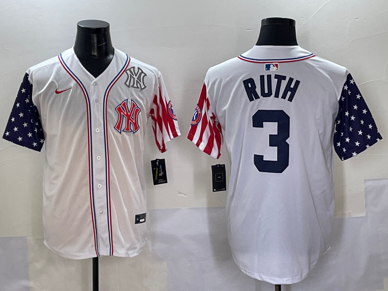 Men 2025 MLB New York Yankees 3 Ruth white jersey style 5